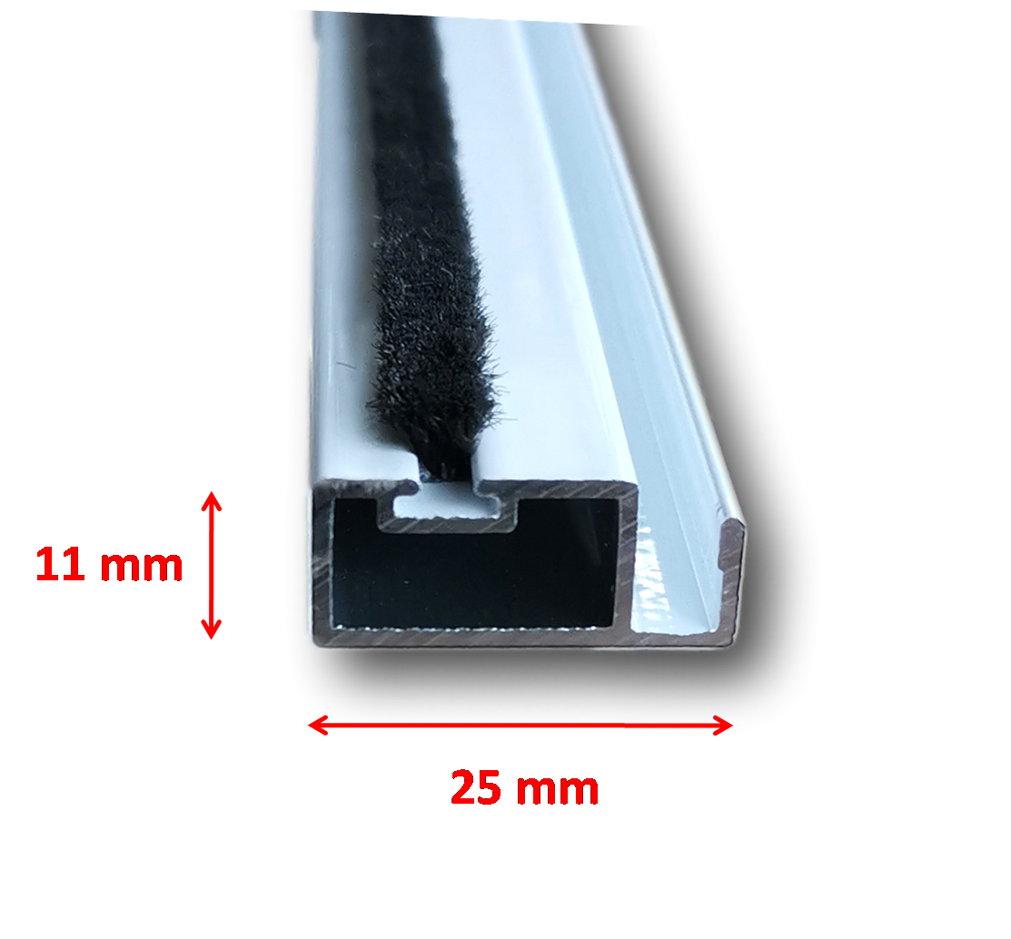 Insektenschutz System 25x11 - Profilquerschnitt Fliegengitter System 25x11 - Alu Profil Querschnitt